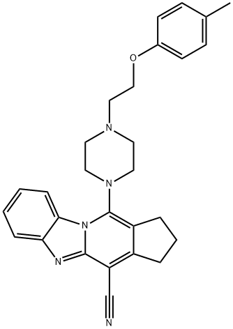 11-(4-(2-(p-tolyloxy)ethyl)piperazin-1-yl)-2,3-dihydro-1H-benzo[4,5]imidazo[1,2-a]cyclopenta[d]pyridine-4-carbonitrile 结构式