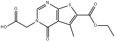 2-[6-(ethoxycarbonyl)-5-methyl-4-oxo-3H,4H-thieno[2,3-d]pyrimidin-3-yl]acetic acid 结构式