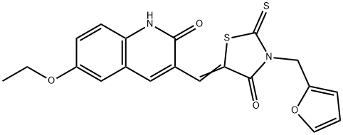 (Z)-5-((6-ethoxy-2-oxo-1,2-dihydroquinolin-3-yl)methylene)-3-(furan-2-ylmethyl)-2-thioxothiazolidin-4-one 结构式