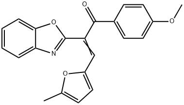 (Z)-2-(benzo[d]oxazol-2-yl)-1-(4-methoxyphenyl)-3-(5-methylfuran-2-yl)prop-2-en-1-one 结构式