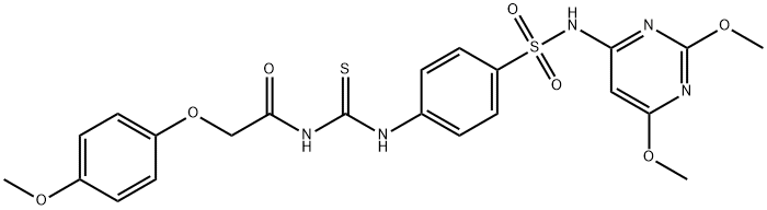 N-{[(4-{[(2,6-dimethoxy-4-pyrimidinyl)amino]sulfonyl}phenyl)amino]carbonothioyl}-2-(4-methoxyphenoxy)acetamide 结构式