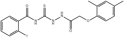 N-({2-[(2,4-dimethylphenoxy)acetyl]hydrazino}carbonothioyl)-2-iodobenzamide 结构式