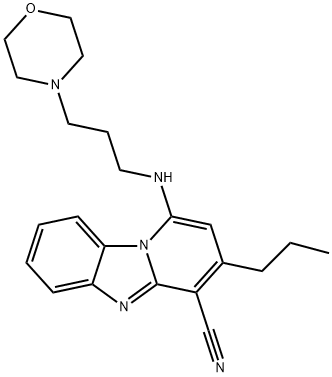 1-((3-morpholinopropyl)amino)-3-propylbenzo[4,5]imidazo[1,2-a]pyridine-4-carbonitrile 结构式