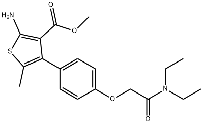 methyl 2-amino-4-{4-[(diethylcarbamoyl)methoxy]phenyl}-5-methylthiophene-3-carboxylate 结构式