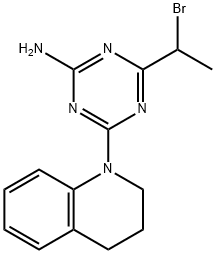 4-(1-Bromo-ethyl)-6-(3,4-dihydro-2H-quinolin-1-yl)-[1,3,5]triazin-2-ylamine 结构式