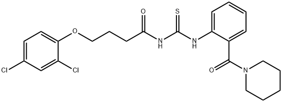 4-(2,4-dichlorophenoxy)-N-({[2-(1-piperidinylcarbonyl)phenyl]amino}carbonothioyl)butanamide 结构式