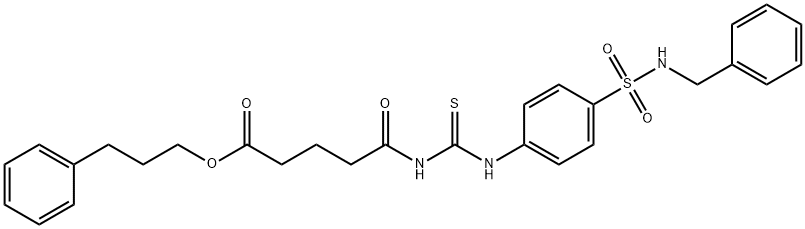 3-phenylpropyl 5-{[({4-[(benzylamino)sulfonyl]phenyl}amino)carbonothioyl]amino}-5-oxopentanoate 结构式