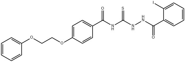 N-{[2-(2-iodobenzoyl)hydrazino]carbonothioyl}-4-(2-phenoxyethoxy)benzamide 结构式