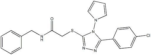 N-benzyl-2-[[5-(4-chlorophenyl)-4-pyrrol-1-yl-1,2,4-triazol-3-yl]sulfanyl]acetamide 结构式