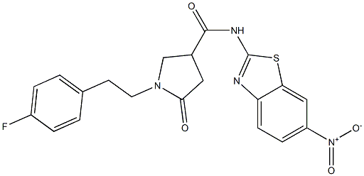 1-[2-(4-fluorophenyl)ethyl]-N-(6-nitro-1,3-benzothiazol-2-yl)-5-oxopyrrolidine-3-carboxamide 结构式