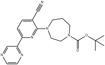 tert-butyl 4-[3-cyano-6-(pyrazin-2-yl)pyridin-2-yl]-1,4-diazepane-1-carboxylate 结构式