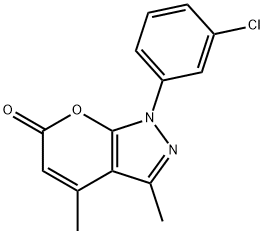 1-(3-CHLOROPHENYL)-3,4-DIMETHYLPYRANO[2,3-C]PYRAZOLE-6(1H)-ONE 结构式