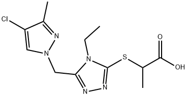 2-({5-[(4-氯-3-甲基-1H-吡唑-1-基)甲基]-4-乙基-4H-1,2,4-三唑-3-基}磺基)丙酸 结构式