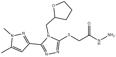 2-((5-(1,5-二甲基-1H-吡唑-3-基)-4-((四氢呋喃-2-基)甲基)-4H-1,2,4-三唑-3-基)硫代)乙酰肼 结构式