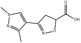 3-(1,3-二甲基-1H-吡唑-4-基)-4,5-二氢-1,2-噁唑-5-羧酸 结构式