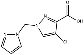 4-氯-1-(1H-吡唑-1-基甲基)-1H-吡唑-3-羧酸 结构式