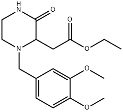 ethyl 2-[1-[(3,4-dimethoxyphenyl)methyl]-3-oxopiperazin-2-yl]acetate 结构式