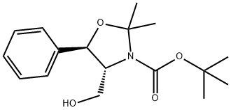 tert-butyl(4R,5R)-4-(hydroxymethyl)-2,2-dimethyl-5-phenyloxazolidine-3-carboxylate 结构式