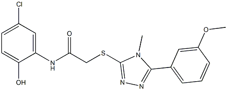 N-(5-chloro-2-hydroxyphenyl)-2-[[5-(3-methoxyphenyl)-4-methyl-1,2,4-triazol-3-yl]sulfanyl]acetamide 结构式