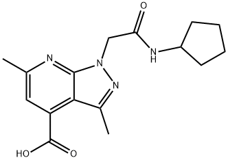 1-[2-(Cyclopentylamino)-2-oxoethyl]-3,6-dimethyl-1H-pyrazolo[3,4-b]pyridine-4-carboxylic acid 结构式