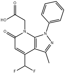 2-[4-(二氟甲基)-3-甲基-6-氧代-1-苯基-1H,6H,7H-吡唑并[3,4-B]吡啶-7-基]乙酸 结构式