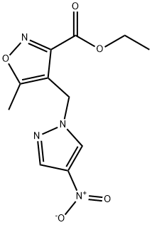 5-Methyl-4-(4-nitro-pyrazol-1-ylmethyl)-isoxazole-3-carboxylic acid ethyl ester 结构式