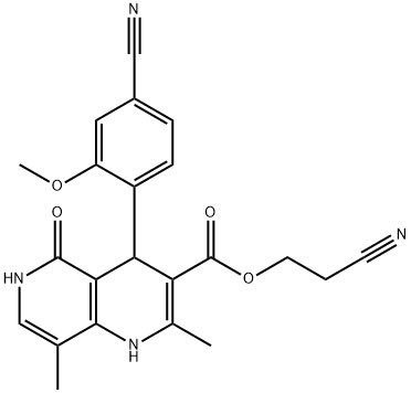 2-cyanoethyl 4-(4-cyano-2-methoxyphenyl)-2,8-dimethyl-5-oxo-1,4,5,6-tetrahydro-1,6-naphthyridine-3-carboxylate 结构式