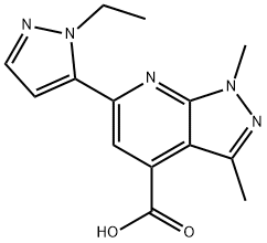 6-(1-乙基-1H-吡唑-5-基)-1,3-二甲基-1H-吡唑并[3,4-B]吡啶-4-羧酸 结构式