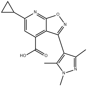 6-环丙基-3-(1,3,5-三甲基-1H-吡唑-4-基)异噁唑并[5,4-B]吡啶-4-羧酸 结构式