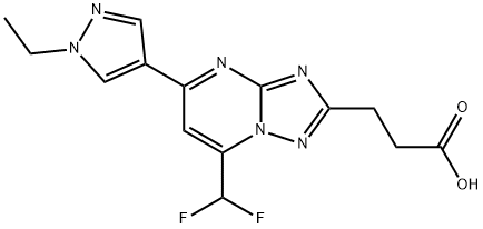 3-(7-(二氟甲基)-5-(1-乙基-1H-吡唑-4-基)-[1,2,4]三唑并[1,5-A]嘧啶-2-基)丙酸 结构式