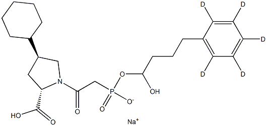 sodium:(2S,4S)-4-cyclohexyl-1-[2-[hydroxy-[4-(2,3,4,5,6-pentadeuteriophenyl)butyl]phosphoryl]acetyl]pyrrolidine-2-carboxylate 结构式