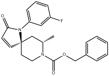 benzyl (5R,7S)-1-(3-fluorophenyl)-7-methyl-2-oxo-1,8-diazaspiro[4.5]dec-3-ene-8-carboxylate 结构式