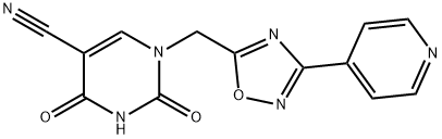 2,4-Dioxo-1-(3-pyridin-4-yl-[1,2,4]oxadiazol-5-ylmethyl)-1,2,3,4-tetrahydro-pyrimidine-5-carbonitrile 结构式