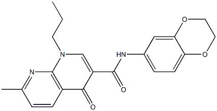 N-(2,3-dihydro-1,4-benzodioxin-6-yl)-7-methyl-4-oxo-1-propyl-1,8-naphthyridine-3-carboxamide 结构式