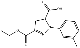 3-(ethoxycarbonyl)-1-(3-methylphenyl)-4,5-dihydro-1H-pyrazole-5-carboxylic acid 结构式