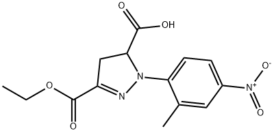 3-(ethoxycarbonyl)-1-(2-methyl-4-nitrophenyl)-4,5-dihydro-1H-pyrazole-5-carboxylic acid 结构式