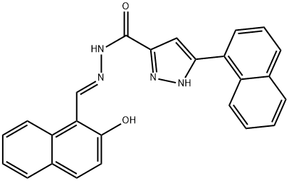 (E)-N-((2-hydroxynaphthalen-1-yl)methylene)-3-(naphthalen-1-yl)-1H-pyrazole-5-carbohydrazide 结构式