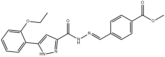 methyl (E)-4-((2-(3-(2-ethoxyphenyl)-1H-pyrazole-5-carbonyl)hydrazono)methyl)benzoate 结构式