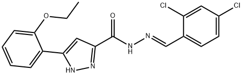 (E)-N-(2,4-dichlorobenzylidene)-3-(2-ethoxyphenyl)-1H-pyrazole-5-carbohydrazide 结构式