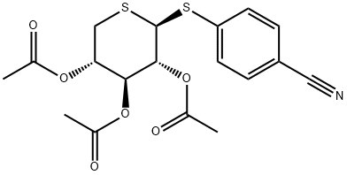 (2S,3R,4S,5S)-2-((4-氰基苯基)硫代)四氢-2H-噻喃-3,4,5-爪基三醋酸盐 结构式