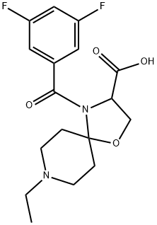 4-(3,5-difluorobenzoyl)-8-ethyl-1-oxa-4,8-diazaspiro[4.5]decane-3-carboxylic acid 结构式