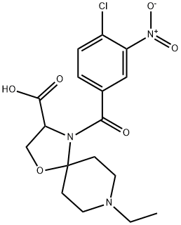 4-(4-chloro-3-nitrobenzoyl)-8-ethyl-1-oxa-4,8-diazaspiro[4.5]decane-3-carboxylic acid 结构式