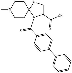 4-{[1,1-biphenyl]-4-carbonyl}-8-methyl-1-oxa-4,8-diazaspiro[4.5]decane-3-carboxylic acid 结构式