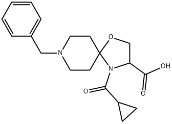 8-benzyl-4-cyclopropanecarbonyl-1-oxa-4,8-diazaspiro[4.5]decane-3-carboxylic acid 结构式