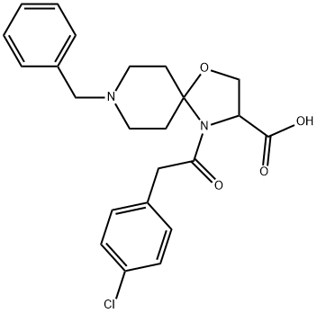 8-benzyl-4-[2-(4-chlorophenyl)acetyl]-1-oxa-4,8-diazaspiro[4.5]decane-3-carboxylic acid 结构式