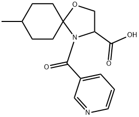 8-methyl-4-(pyridine-3-carbonyl)-1-oxa-4-azaspiro[4.5]decane-3-carboxylic acid 结构式