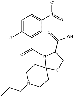 4-(2-chloro-5-nitrobenzoyl)-8-propyl-1-oxa-4,8-diazaspiro[4.5]decane-3-carboxylic acid 结构式