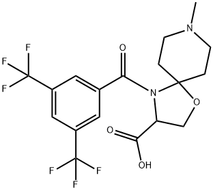 4-[3,5-bis(trifluoromethyl)benzoyl]-8-methyl-1-oxa-4,8-diazaspiro[4.5]decane-3-carboxylic acid 结构式