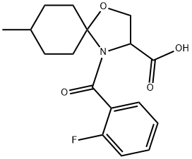 4-(2-fluorobenzoyl)-8-methyl-1-oxa-4-azaspiro[4.5]decane-3-carboxylic acid 结构式