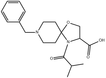 8-benzyl-4-(2-methylpropanoyl)-1-oxa-4,8-diazaspiro[4.5]decane-3-carboxylic acid 结构式